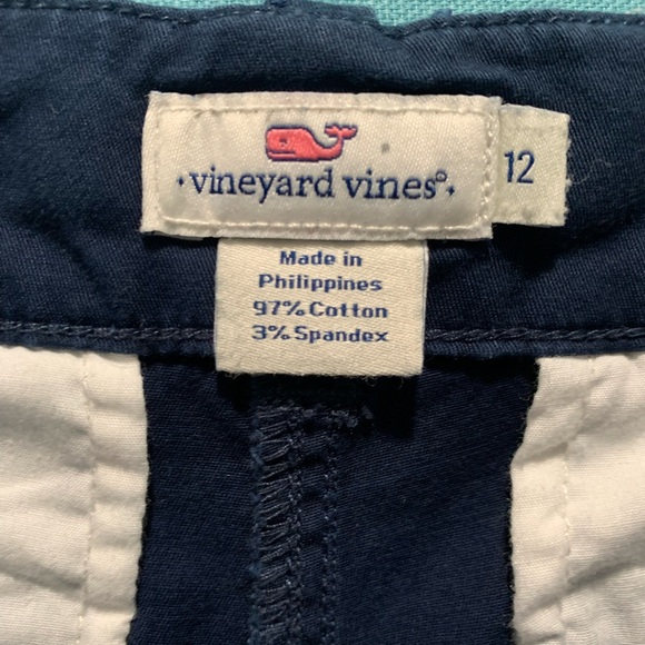 Vineyards Vines, Navy blue shorts with pink embroidered wales. - Picture 2 of 5